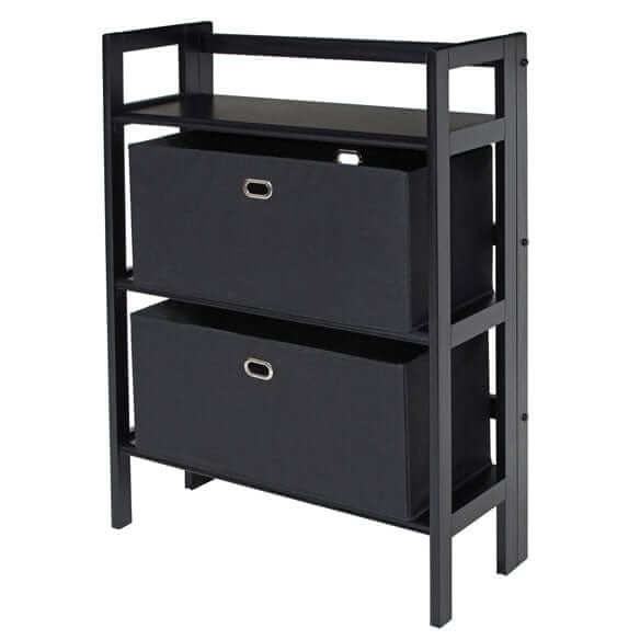 Winsome Wood Torino 3-Pc Foldable Shelf w/2 Foldable Fabric Baskets 20306