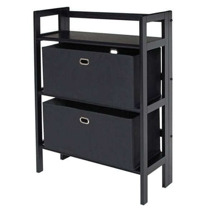 Winsome Wood Torino 3-Pc Foldable Shelf w/2 Foldable Fabric Baskets 20306