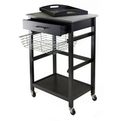 Winsome Wood Black Granite Top Julia Utility Kitchen Cart 20322