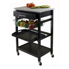 Winsome Wood Black Granite Top Julia Utility Kitchen Cart 20322