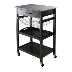 Winsome Wood Black Granite Top Julia Utility Kitchen Cart 20322