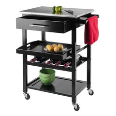 Winsome Wood Black Stainless Steel Top Anthony Utility Kitchen Cart 20326