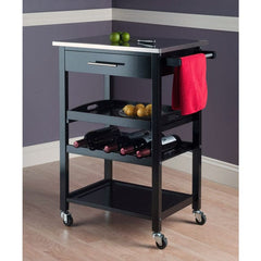 Winsome Wood Black Stainless Steel Top Anthony Utility Kitchen Cart 20326