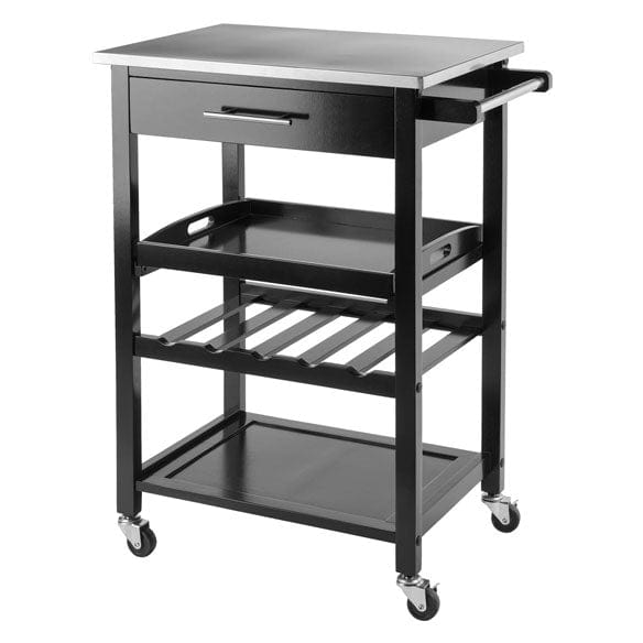 Winsome Wood Black Stainless Steel Top Anthony Utility Kitchen Cart 20326