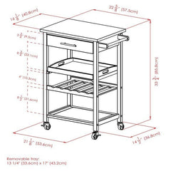 Winsome Wood Black Stainless Steel Top Anthony Utility Kitchen Cart 20326