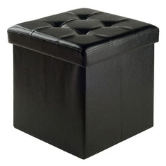 Winsome Wood Black Ashford Square Storage Ottoman 20415