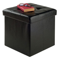 Winsome Wood Black Ashford Square Storage Ottoman 20415