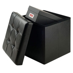 Winsome Wood Black Ashford Square Storage Ottoman 20415