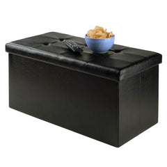 Winsome Wood Black Ashford Rectangular Storage Ottoman 20627