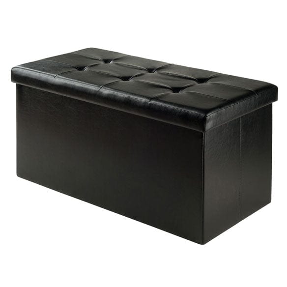 Winsome Wood Black Ashford Rectangular Storage Ottoman 20627