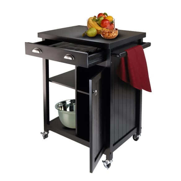 Winsome Wood Black Timber Kitchen Cart 20727