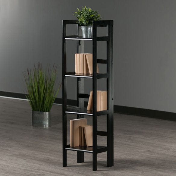 Winsome Wood Black Narrow Terry 4-Tier Foldable Shelf 20852