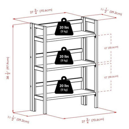 Winsome Wood Torino 3-Pc Foldable Shelf w/2 Foldable Fabric Baskets 20306