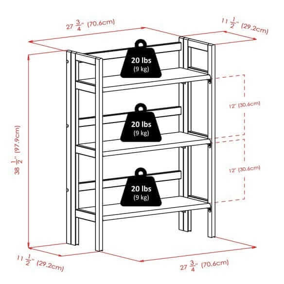 Winsome Wood Black Stackable Terry 3-Tier Foldable Shelf 20896