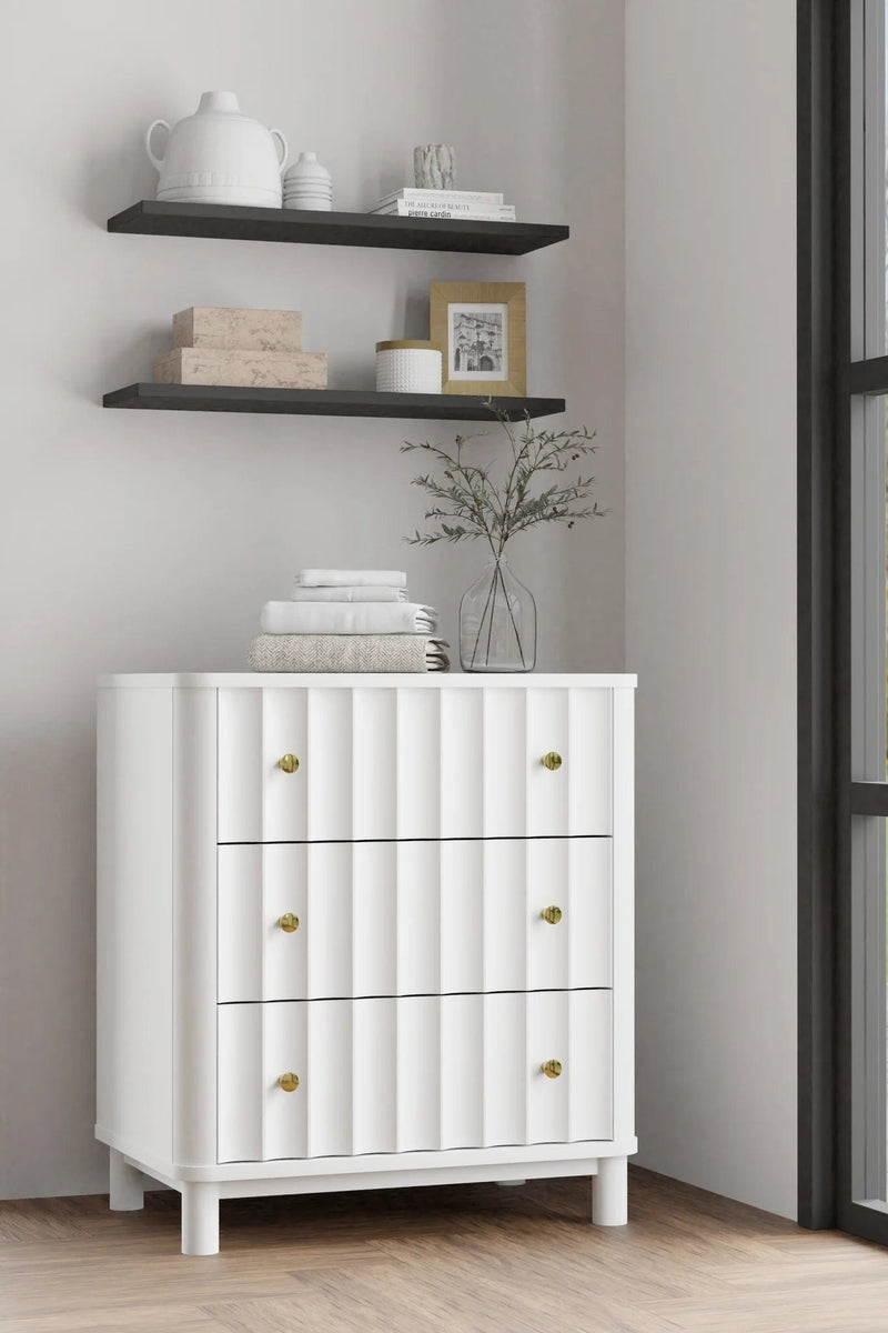 Alpine Furniture White Stapleton 3 Drawer Small Chest 2090-04