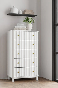 Alpine Furniture White Stapleton 5 Drawer Chest 2090-05