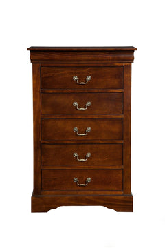 Alpine Furniture Cappuccino West Haven 5 Drawer Tall Boy Chest 2204