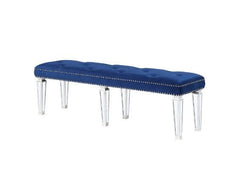 ACME Varian Blue Velvet & Mirrored Bench 26157