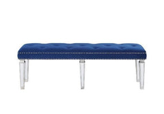 ACME Varian Blue Velvet & Mirrored Bench 26157