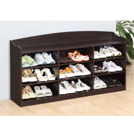 ID International Red Cocoa 9-Shelf Entry Bench-Show Cabinet 29272