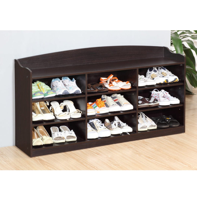 ID USA Red Cocoa 9-Shelf Entry Bench-Show Cabinet 29272