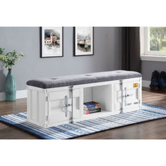 ACME Cargo Gray Fabric & White Bench w/Storage 35912