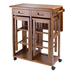 Winsome Wood Suzanne 3-Pc Teak Space Saver with Tuck-Away Stools 39330