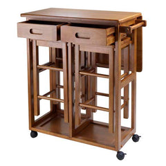 Winsome Wood Suzanne 3-Pc Teak Space Saver with Tuck-Away Stools 39330