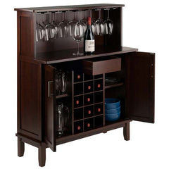 Winsome Wood Beynac 2-Sided Cappuccino Wine Bar 40339