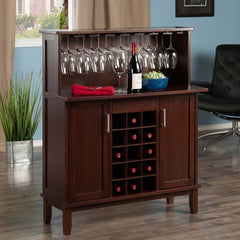 Winsome Wood Beynac 2-Sided Cappuccino Wine Bar 40339