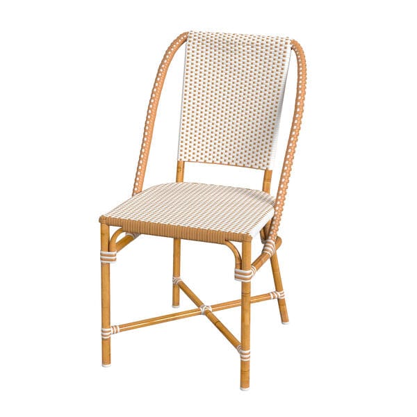 Butler Specialty Beige & White Tobias Outdoor Rattan Bistro Dining Chair 5647433