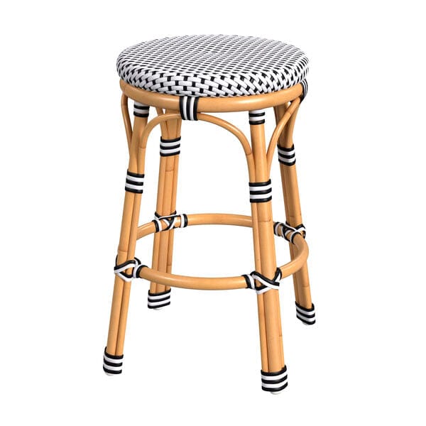 Butler Specialty Black & White Tobias Outdoor Rattan & Metal Counter Stool 5648434