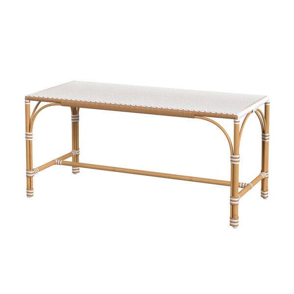 Butler Specialty Tobias Beige & White Outdoor Rattan Rectangular Bench 5650433