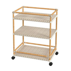 Butler Specialty Tobias Beige, White Outdoor Rattan Metal 3-Tier Bar Cart 5651433