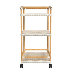 Butler Specialty Tobias Beige, White Outdoor Rattan Metal 3-Tier Bar Cart 5651433