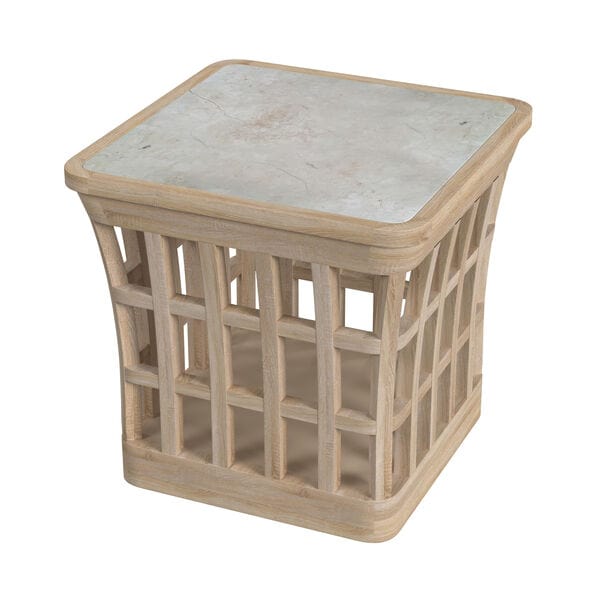 Butler Specialty Light Brown Monhegan Outdoor Teak & Marble End Table 5665436