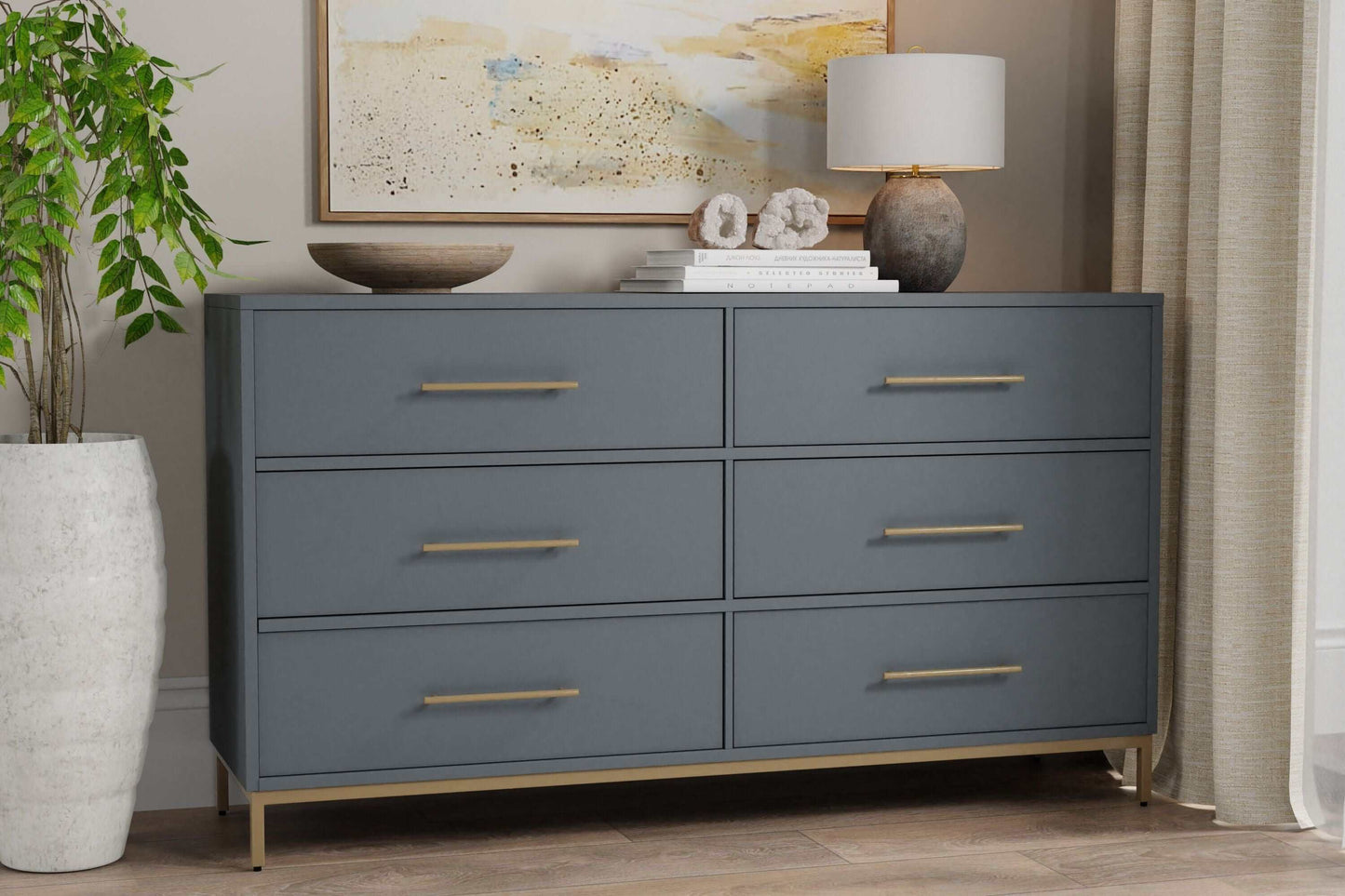 Alpine Furniture Madelyn Slate Gray Six Drawer Dresser 2010G-03