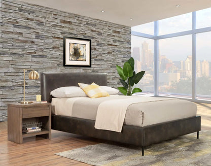 Alpine Furniture Grey Sophia California King Faux Leather Platform Bed 6902CK-GRY