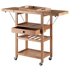 Winsome Wood Barton Drop Leaf Bamboo Utility Kitchen Cart 80434