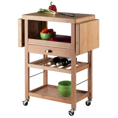 Winsome Wood Barton Drop Leaf Bamboo Utility Kitchen Cart 80434