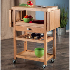 Winsome Wood Barton Drop Leaf Bamboo Utility Kitchen Cart 80434