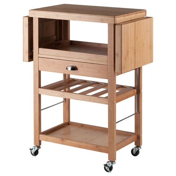 Winsome Wood Barton Drop Leaf Bamboo Utility Kitchen Cart 80434