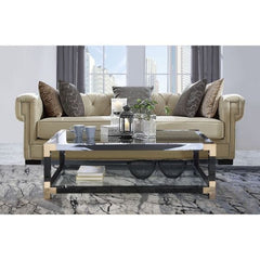 ACME Lafty White Brushed & Clear Glass Coffee Table 81000