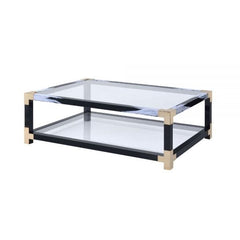 ACME Lafty White Brushed & Clear Glass Coffee Table 81000