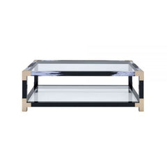 ACME Lafty White Brushed & Clear Glass Coffee Table 81000