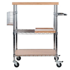 Winsome Wood Madera Bamboo and Chrome Utility Kitchen Cart 83336