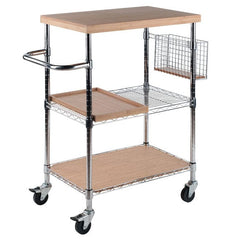 Winsome Wood Madera Bamboo and Chrome Utility Kitchen Cart 83336