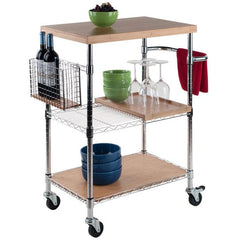 Winsome Wood Madera Bamboo and Chrome Utility Kitchen Cart 83336