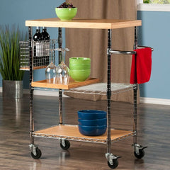 Winsome Wood Madera Bamboo and Chrome Utility Kitchen Cart 83336