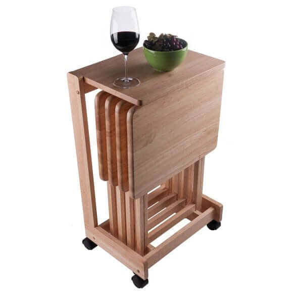 Winsome Wood Brienda 5-Pc Flip Top Snack Table Set Natural 83520